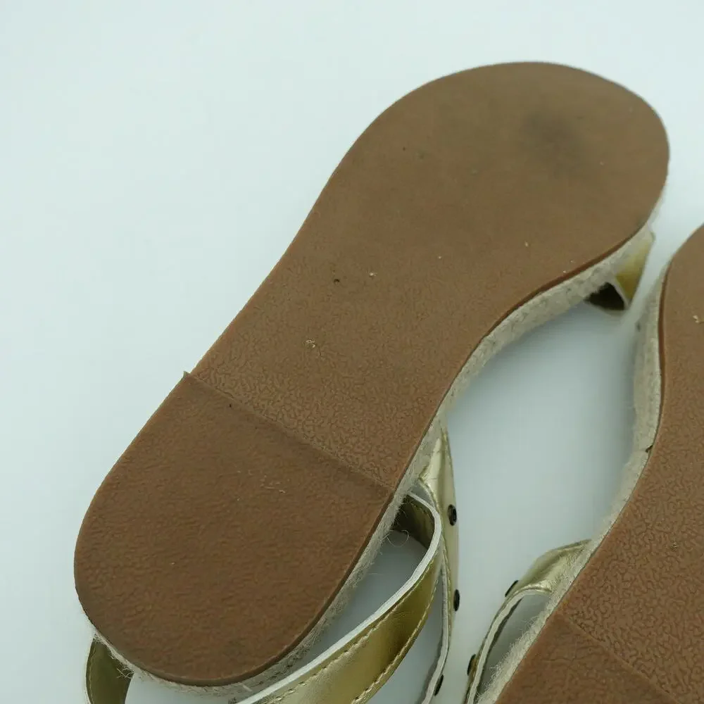GAP Metallic Gold Platform Strappy Espadrille Comfort Sandals - Size 8.5